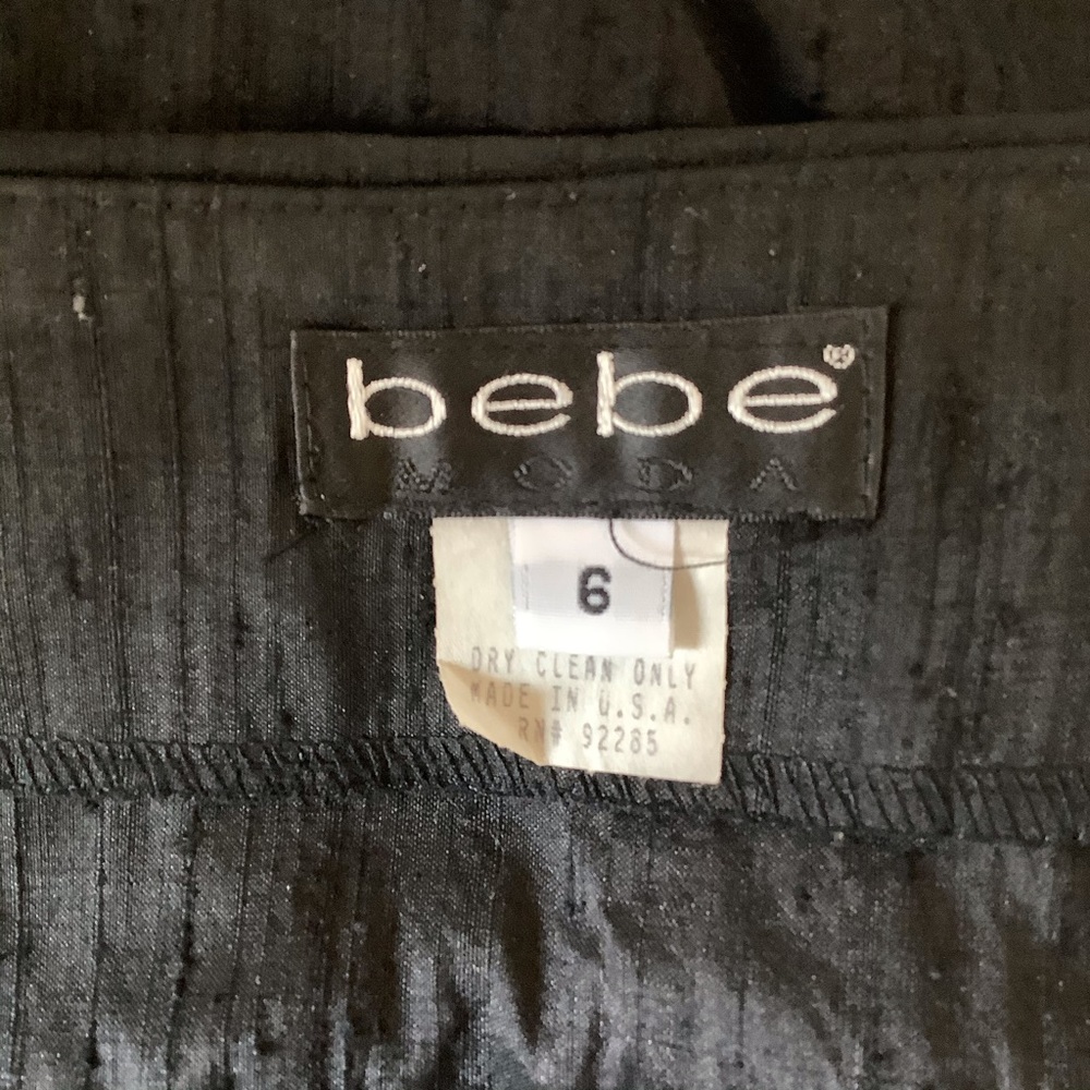 Bebe Silk Skirt 6 Black Embellished Hem - Picture 3 of 5